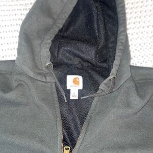 Men’s Carhartt Rain Defender Zip-Up Hoodie – Large – Moss Green/Gray